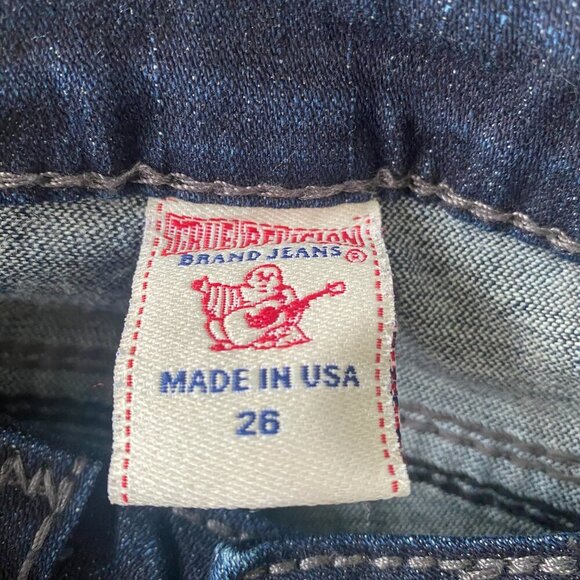True Religion Low Rise Slim Straight Dark Denim Jeans Size 26 - Picture 6 of 9